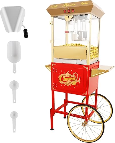 Miniatura 12 de Máquina de palomitas de maíz de 20 onzas con carrito, máquina de palomitas de maíz para cine con ruedas y control de 3 interruptores, máquina