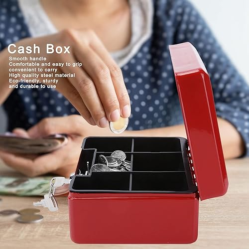 Miniatura 8 de Caja de efectivo de 6 pulgadas, mini caja de efectivo portátil para archivos y documentos, caja fuerte de seguridad con cerradura de llave para uso