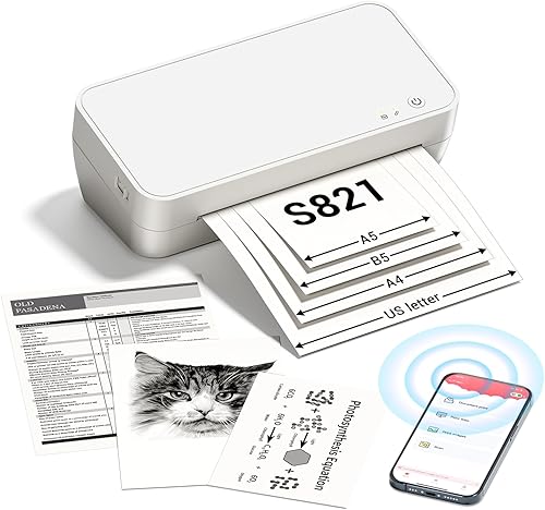 Itari Impresora térmica portátil - Impresora inalámbrica S821, soporta papel térmico de 8.5 x 11 pulgadas, letra de EE. UU., A5B5, impresora