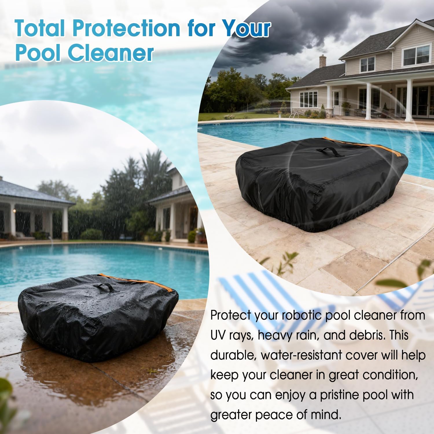 Saking Cordless Robotic Pool Cleaner Cover Waterproof, 500D Protective Cover for etta SE Solar Powered Automatic Robotic Pool Surface Skimmer Cleaner,22x20x8 inch