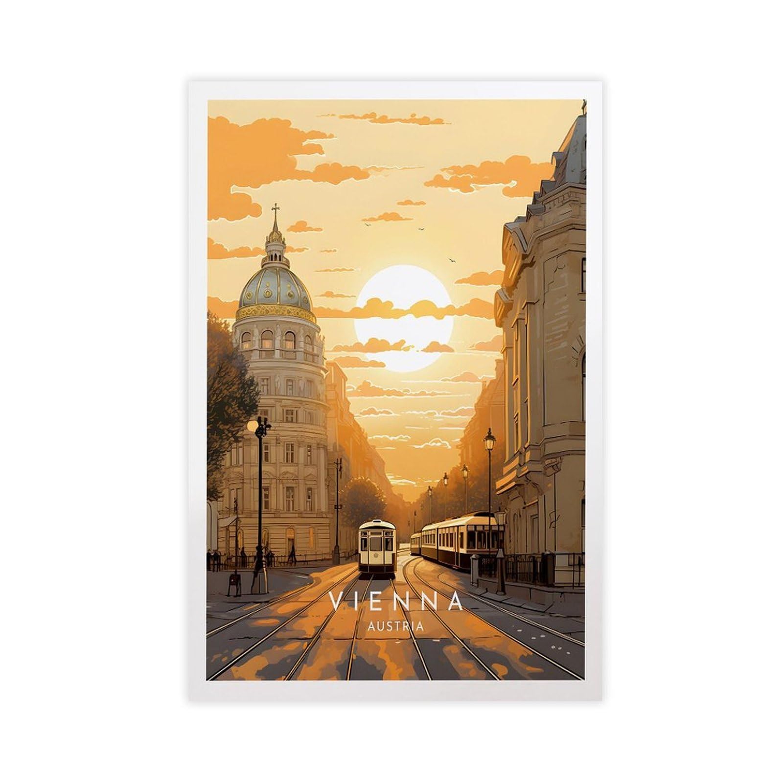 Pyberon Austria, Vienna Art Poster Canvas Poster Bedroom Decor Landscape Office Room Decor Gift 12" L X 18" W