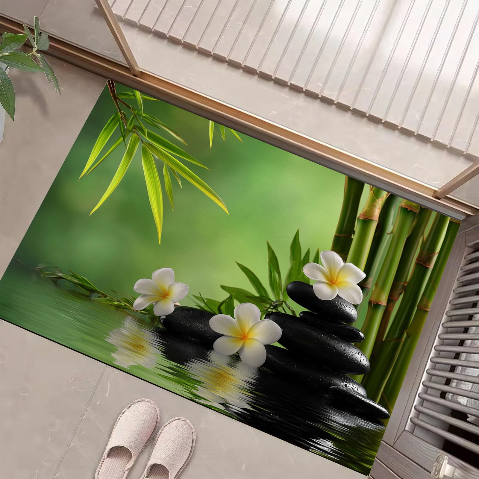 Paillassons intérieur lac zen vert émeraude pour une entrée de maison propre