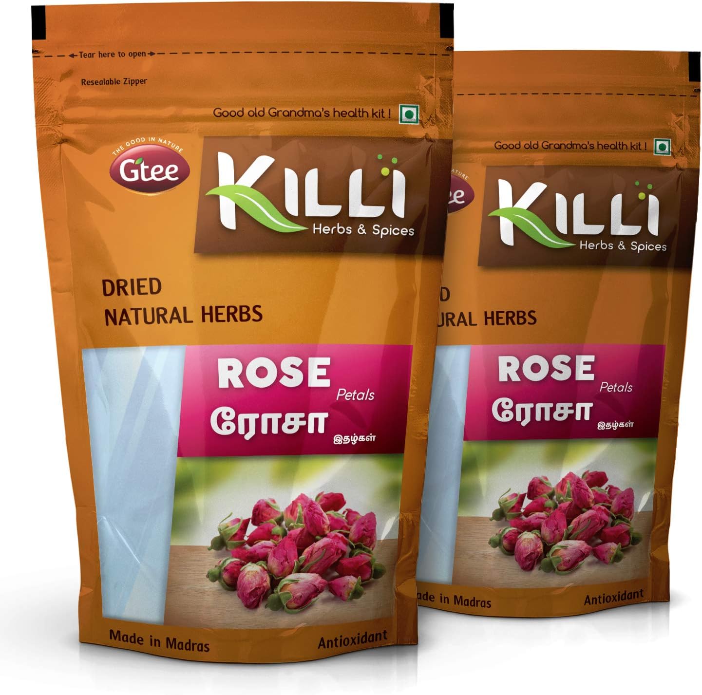 KILLI Rose | Gulab | Panineer | Gulabi Petals, 50g (Pack of 2)