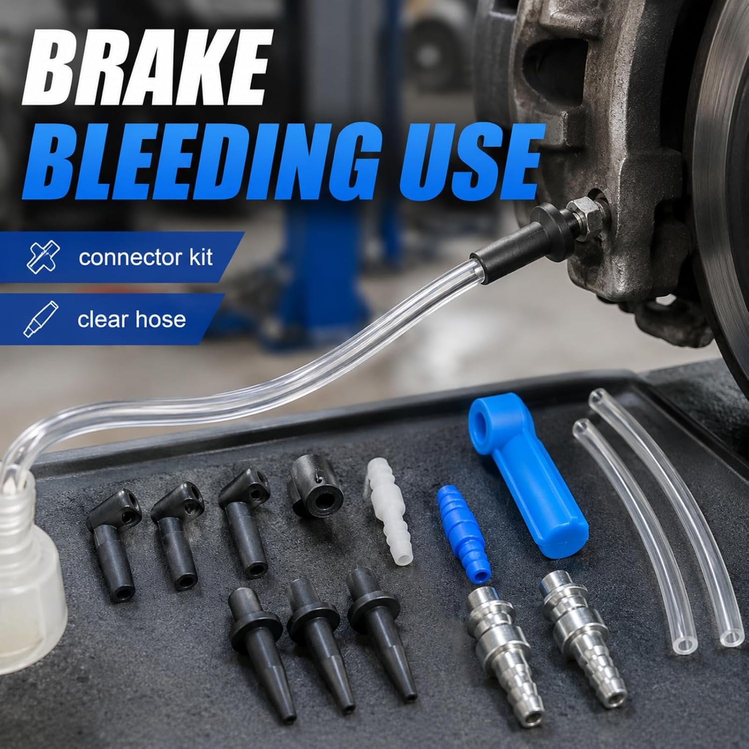 16 Pcs Universal Brake Bleeder Adapter Kit, One Way Check Valve Hose Connector Set for Brake Fluid Bleeding, Hydraulic Clutch Bleed Tool Accessories for Auto Motorcycle ATV