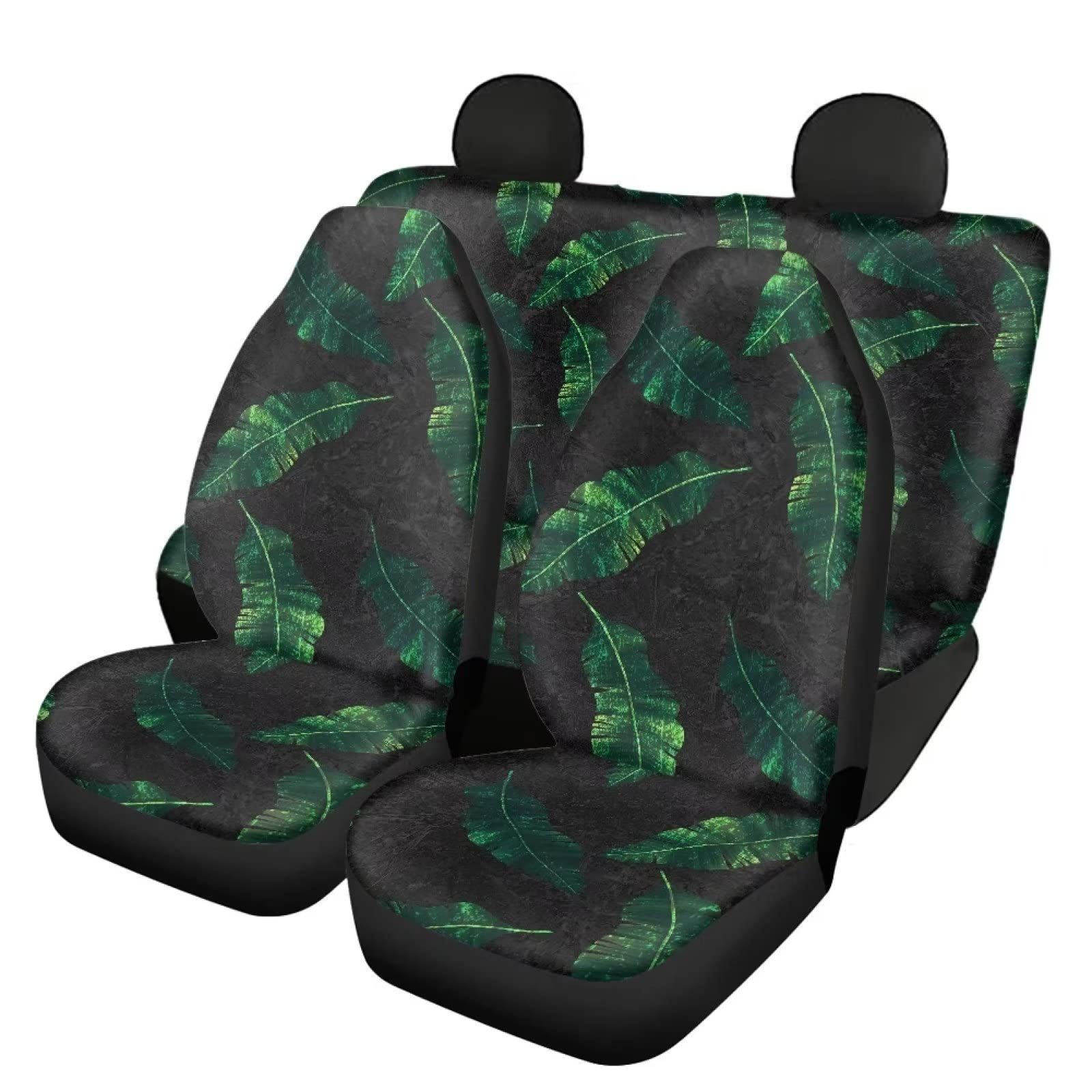 Modysero Tropical Leaves Print Car Seat Cover Full Set for Men Women Breathable Soft Full Coverage Auto Seat Covers Custom Elastic Easy Install Car Accessories for Car SUV Truck