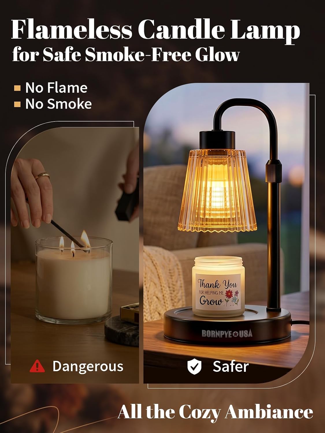 Candle Warmer Lamp with 3 Lavender Scented Candles, Dimmable Candle Lamp Warmer with Timer & Adjustable Height, Wax Melt Warmer for Bedroom, Living Room, Home Decor, Housewarming Gifts for Women image 4
