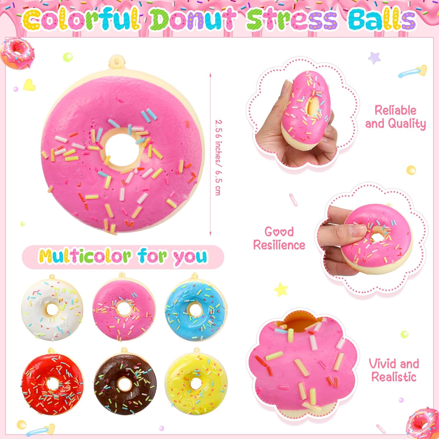 Xuhal Teacher Appreciation Gifts Funny Donut Gift Stress Relief Ball Donut Appreciation Cards Thank You Gift Cards with Organza Bags for School Party(20 Set)
