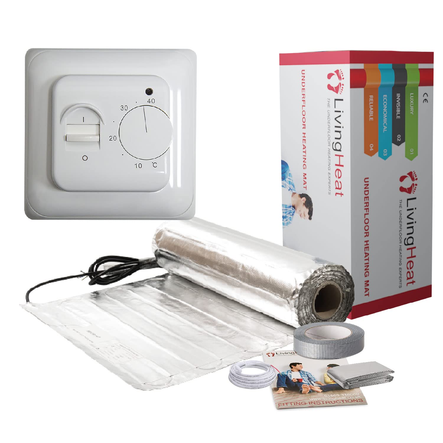 Underfloor Heating Kit for Under Laminate & Wood Floors, Electric 150w /m² with M1 Manual Thermostat, 18/m²