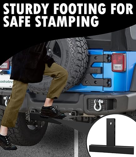 Miniatura 5 de Barra de pasos de enganche de remolque negra para receptores de 2 pulgadas, escalón de enganche de remolque, de acero pesado, protectores de