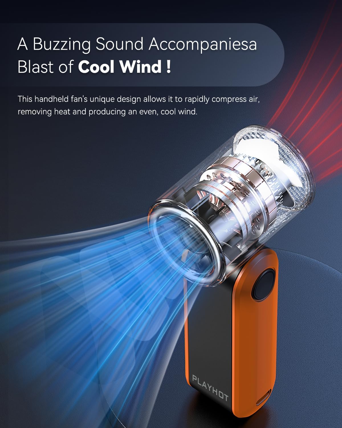 Portable Mini Fan, 4oz Lightweight 5-Speed Mini Handheld Fan, 3000mAh Rechargeable Portable Fans Up to 10 Hours, Hand Size Travel Fans for Outdoor Activities, Travel, Beach(Orange) - Image 5