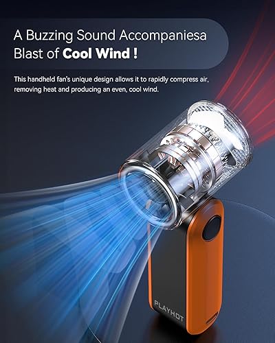 Miniatura 5 de Mini ventilador portátil, mini ventilador de mano ligero de 5 velocidades de 4 onzas, ventiladores portátiles recargables de 3000 mAh de hasta 10