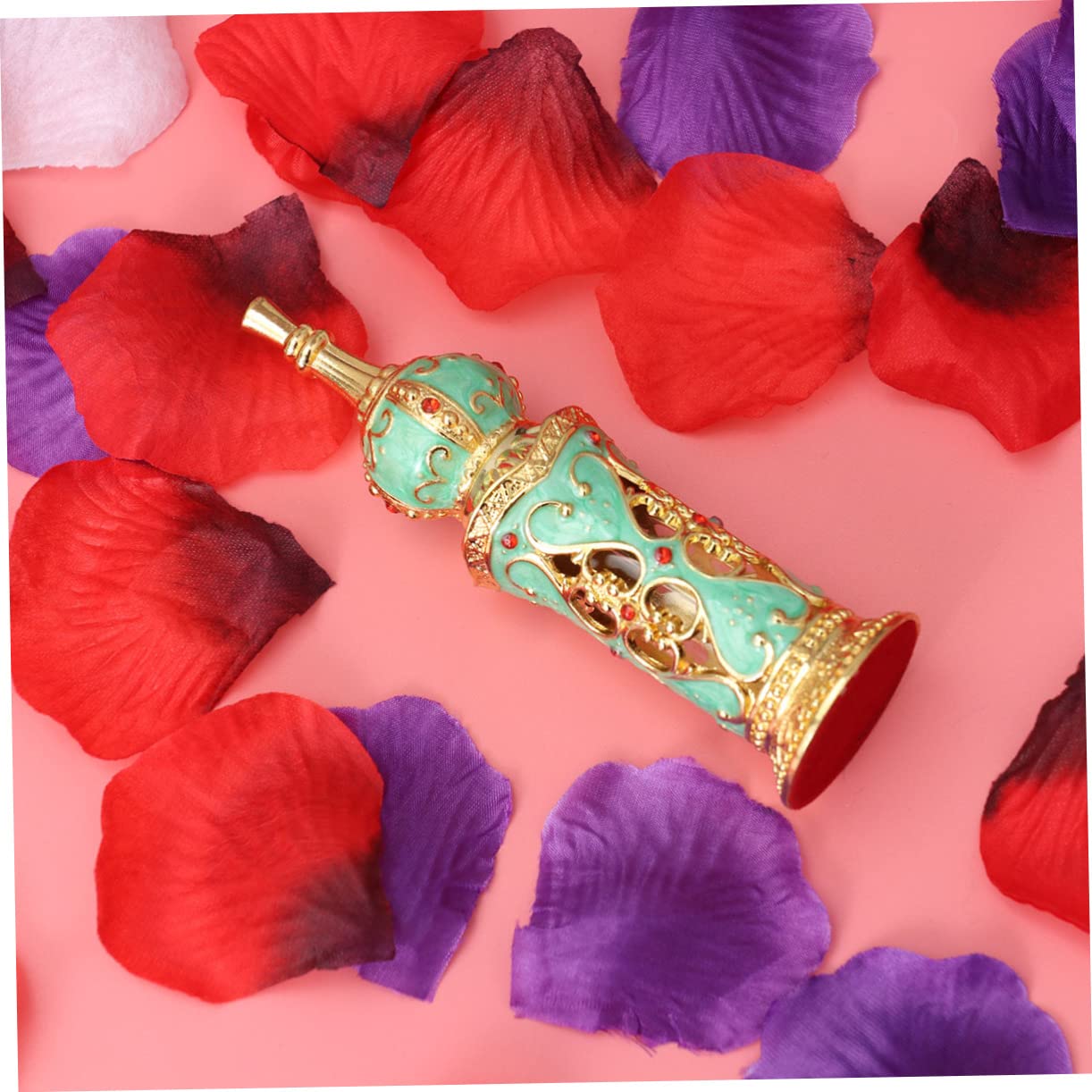 Amosfun 3stücke Vintage Parfümflasche Im Mittleren Stil Leere Retro Glasflasche Mit Blumenranke Für Hochzeitsdekoration Gold Und Grün