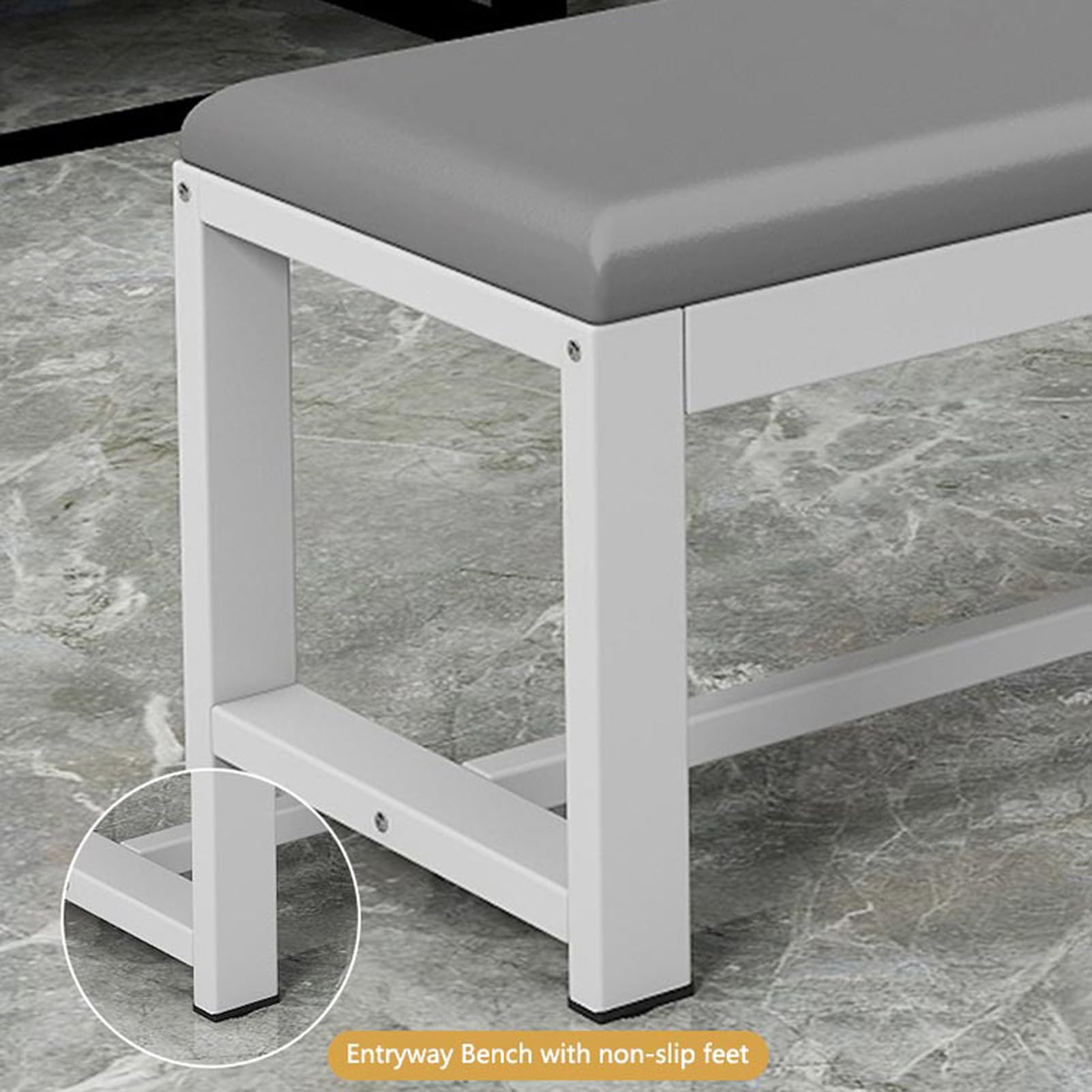 Banco de Entrada con Cuero Cojín Baño Banco de Zapatos Banqueta Tapizado con Patas de Metal Organizador de Zapatos Banco Dormitorio para Sala de Estar
