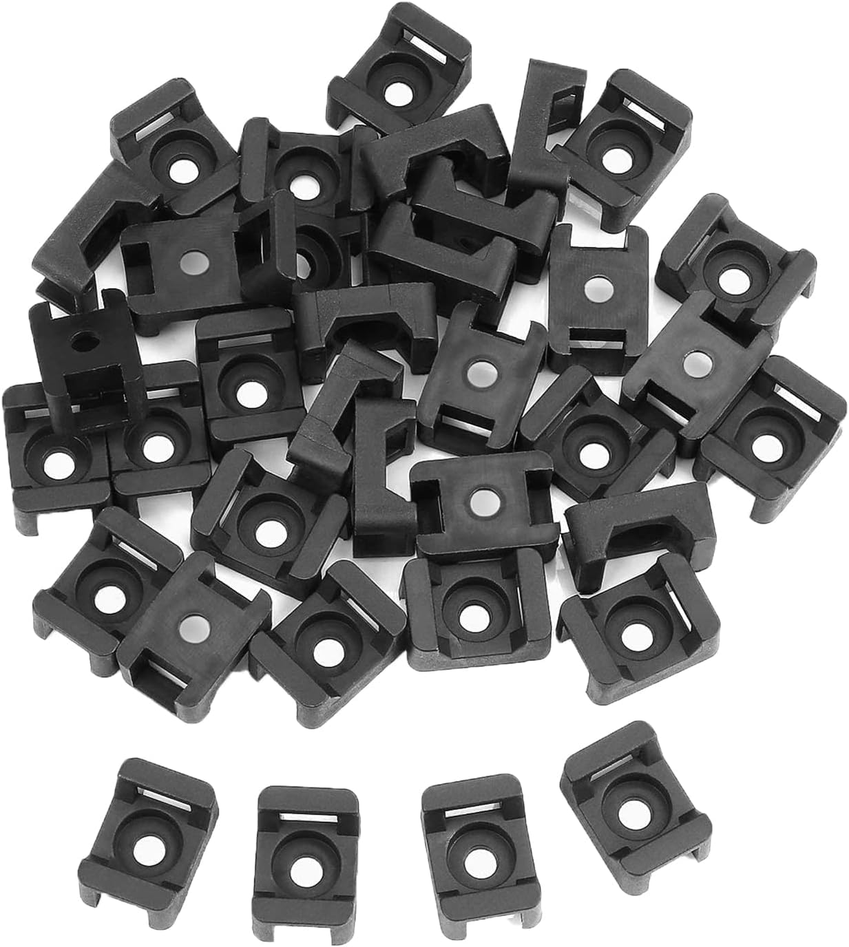 UKCable-Ties 50 Pack Black Cable Tie Mounts, Cable Tie Bases, Saddle Type Mount Wire Tie Base Holder (22mm x 16mm x 9.6mm)