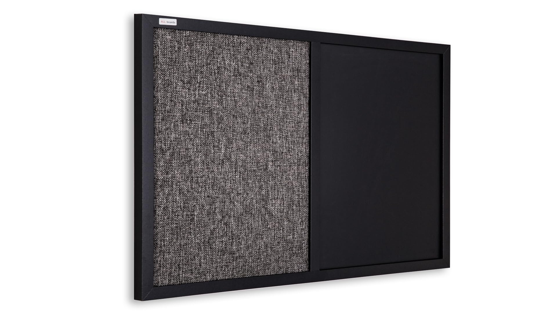 ALLboards Felt Boards and Magnetic Chalkboard Combi 60×40 cm in Black Wooden Frame + a Set of Accessories Included