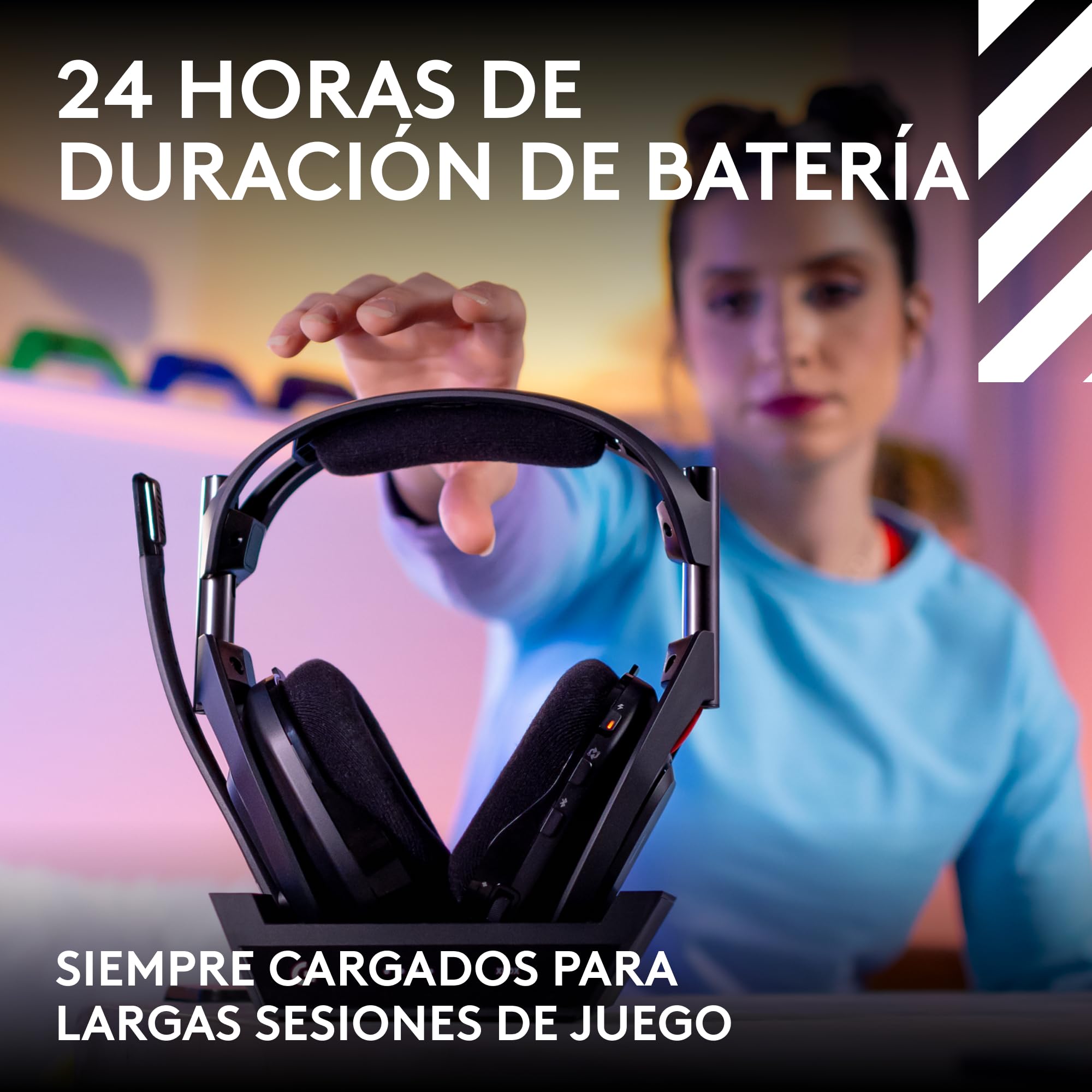 Logitech G Astro A50 Lightspeed Auriculares inalámbricos para Gaming + Base (5.ª Gen), Pro-G Graphene, Cambio Entre 3 Sistemas, USB-C, Xbox, PS5, PC, Nintendo Switch, Switch 2, Bluetooth - Negro