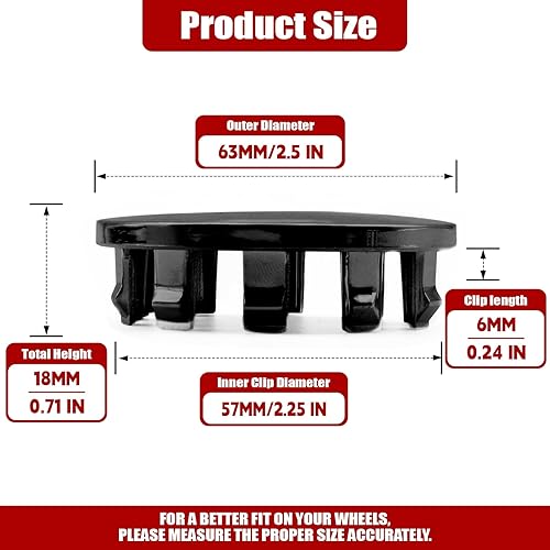 Miniatura 8 de 4 tapas centrales de plástico negro brillante personalizadas de 2.480 in 2.5 pulgadas para ruedas Dodge Ram 1500 2019-2022 6KF18TRMAA