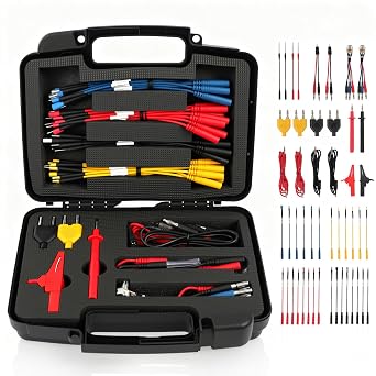 48PCS Automotive Multimeter Breakout Test Leads & Probe Kit | Complete test lead set; wire connectors & adapter cables included; equipped with portable storage carrying case