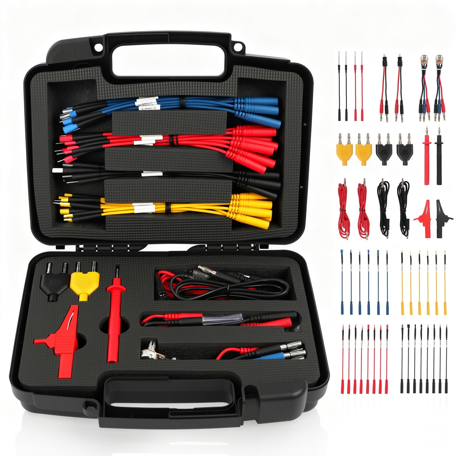 48Teil Multimeter Messspitzen Kit mit 4mm Bananenstecker Kabel Messleitungen Prüfkabel Krokodilklemmen, Prüfkabel – Geeignet für KFZ-Test, Elektriker Werkzeug & Digital-Multimeter Diagnose