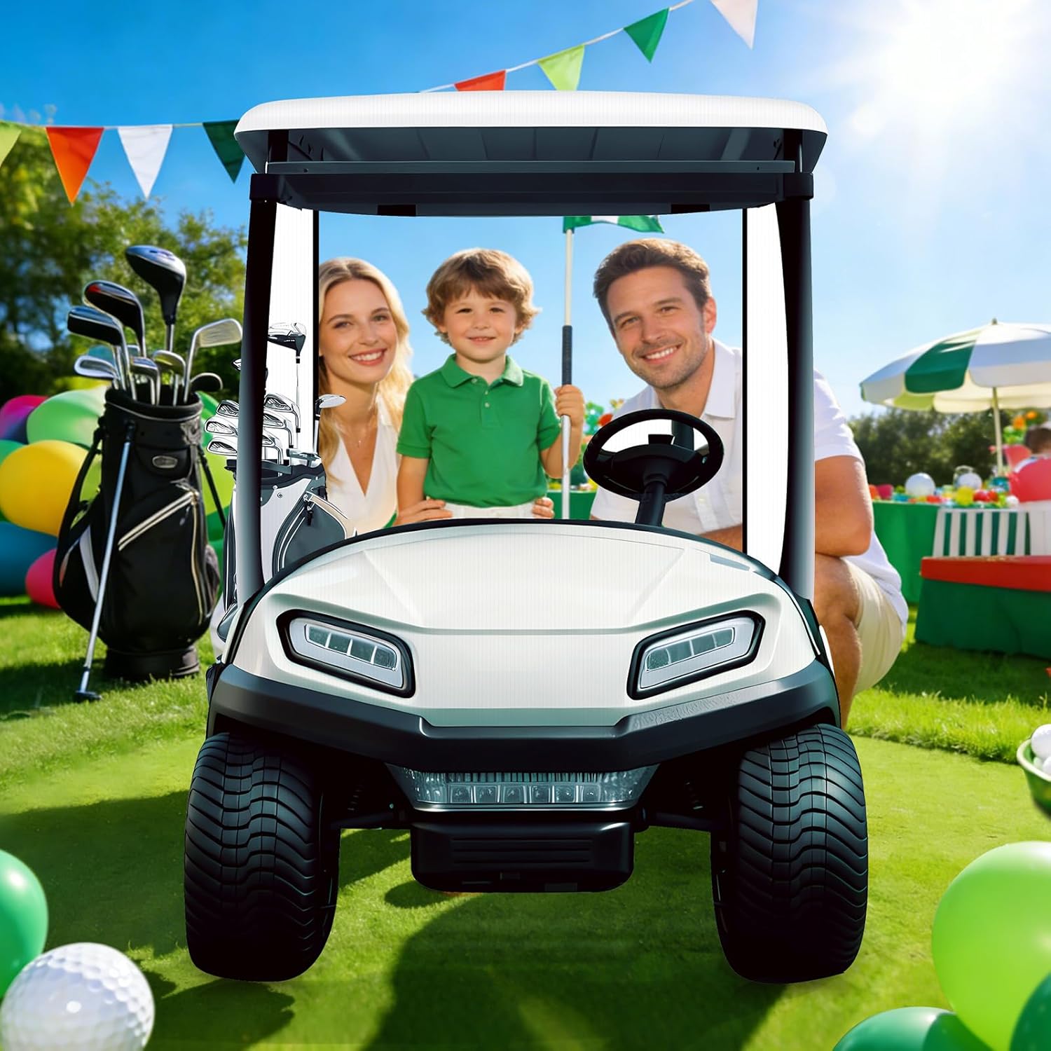 3.3 ft Golf Cart Cardboard Cutout, Large Life Size Stand-up Golf Cart Photo Booth Props Background for Golf Theme Party Decorations Birthday Baby Shower Gender Reveal Retirement Party Supplies