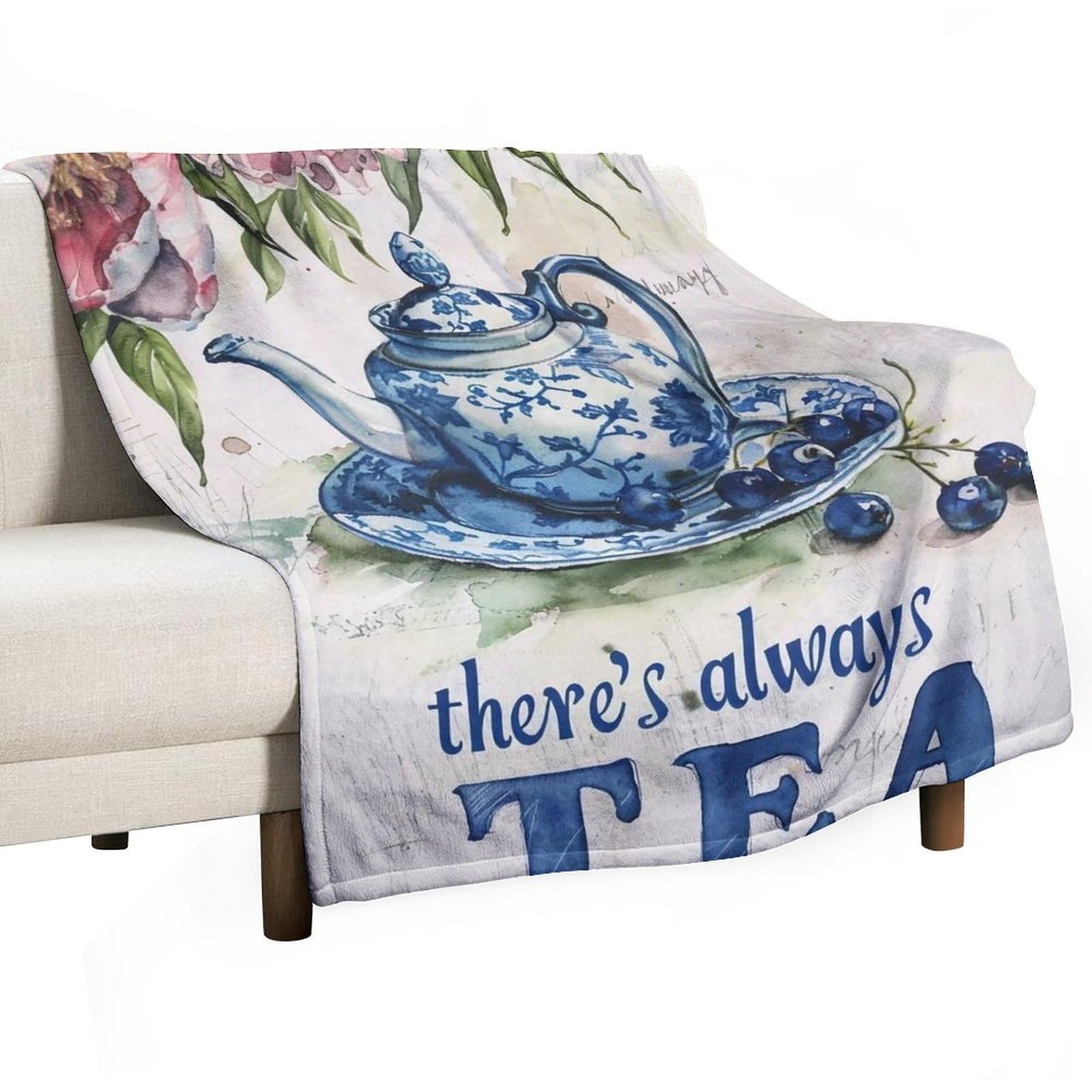 YHGSREUOH Tea-Always-Time_02 Flannel Blankets Fleece Soft Throw Lightweight Plush Gifts for Couch, Bed, Cozy Sofa Plush, Chair, Lovers 130x150cm(50x60in)