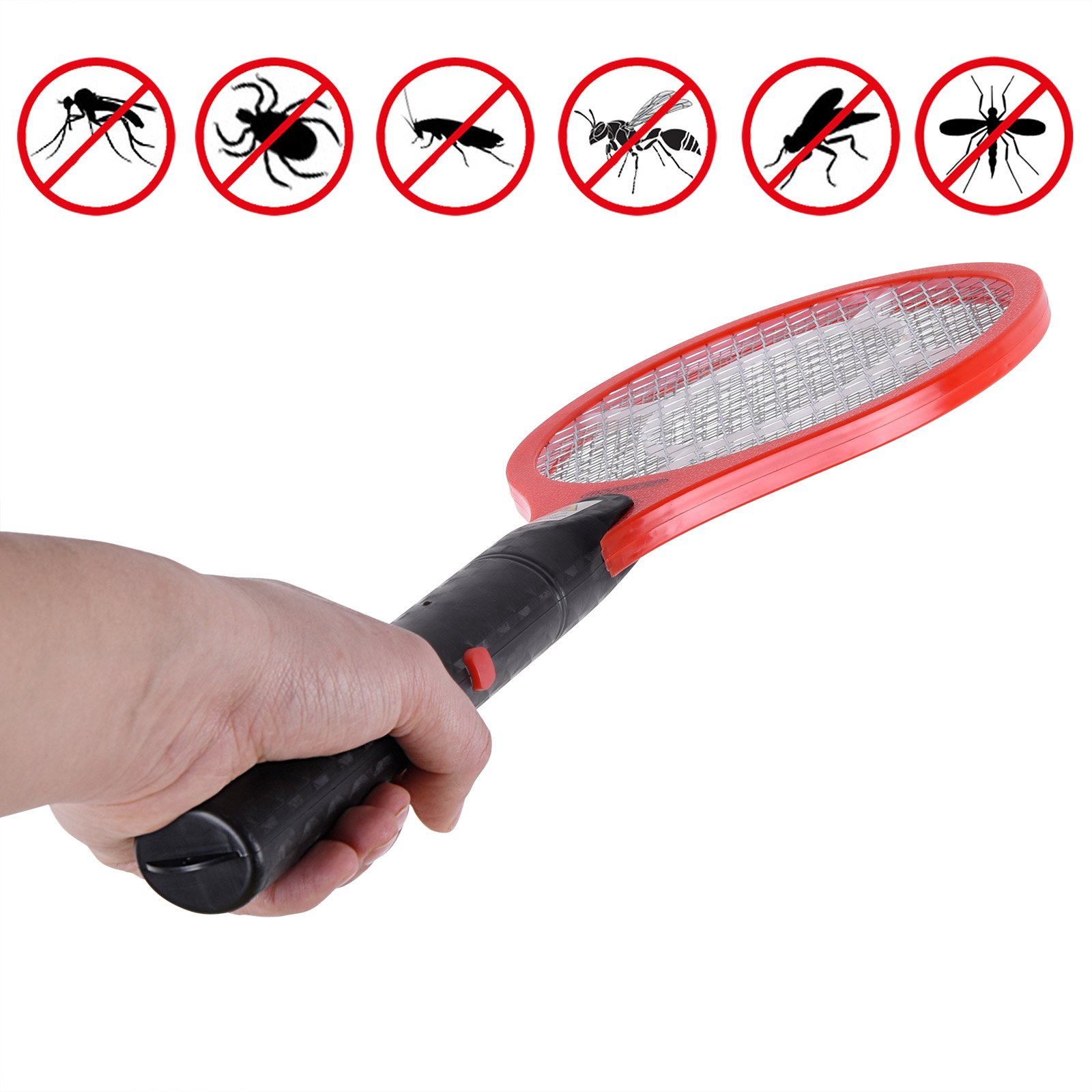 MONZANA® Raqueta Matamoscas Eléctrica 3 Unid. Matamosquitos Protección de Malla Doble Batería Uso Interior