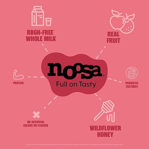 Miniatura 3 de noosa Yogur ruibarbo de fresa 8 onzas probiótico yogur de leche entera fresas reales ruibarbo sin ingredientes artificiales sin gluten