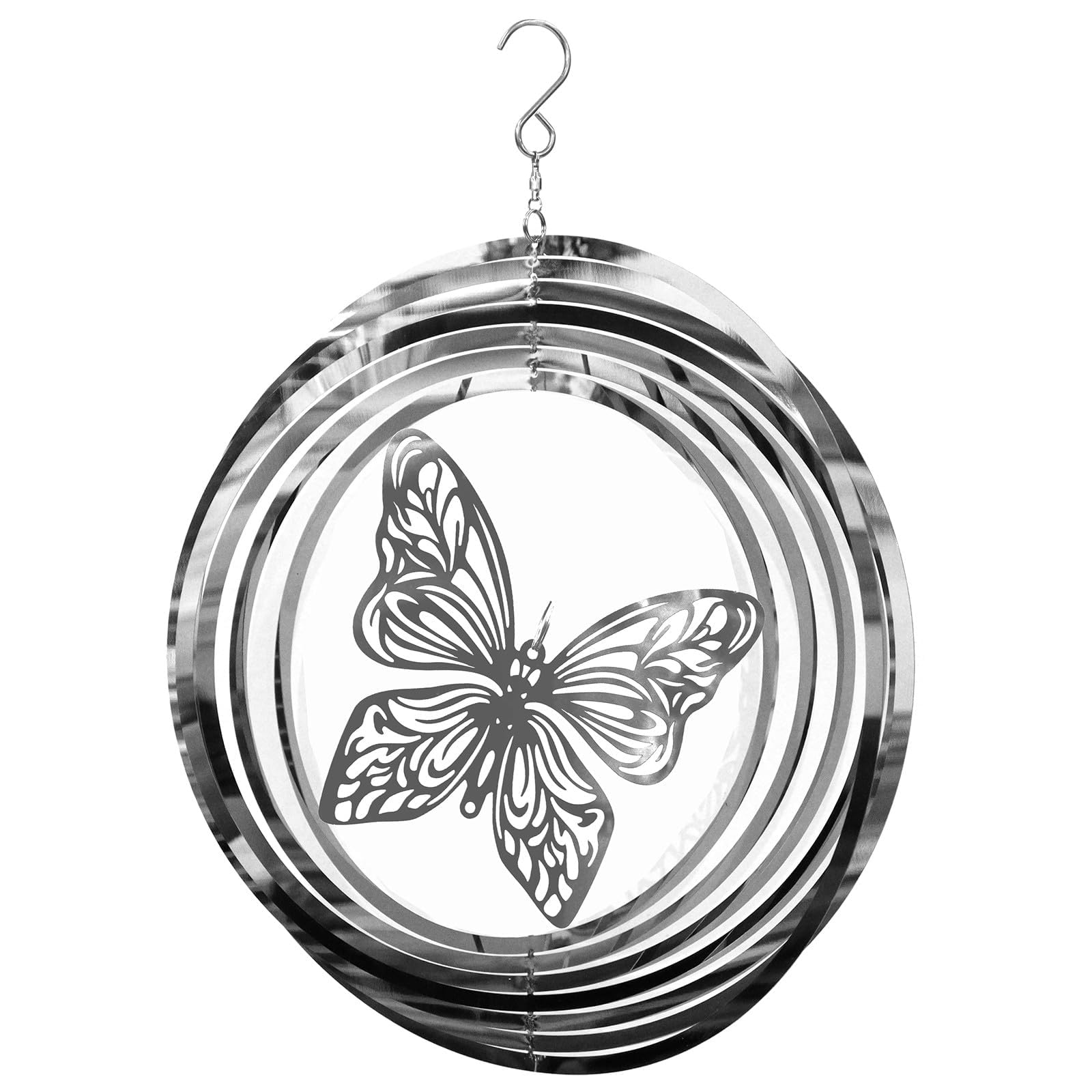 Epsom Door Handle Butterfly Stainless Steel Hanging Wind Spinner 34cm X 25cm 3d Metal Kinetic Garden Ornament Outdoor Wind Sculpture