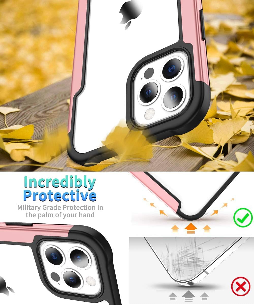 AEDILYS Compatible with iPhone 12 Pro Max Case (2020),[Airbag Series] with [2 x Screen Protector] [Military Grade] | 15Ft. Drop Tested [Scratch-Resistant] 6.7Inch (Clear Pink)