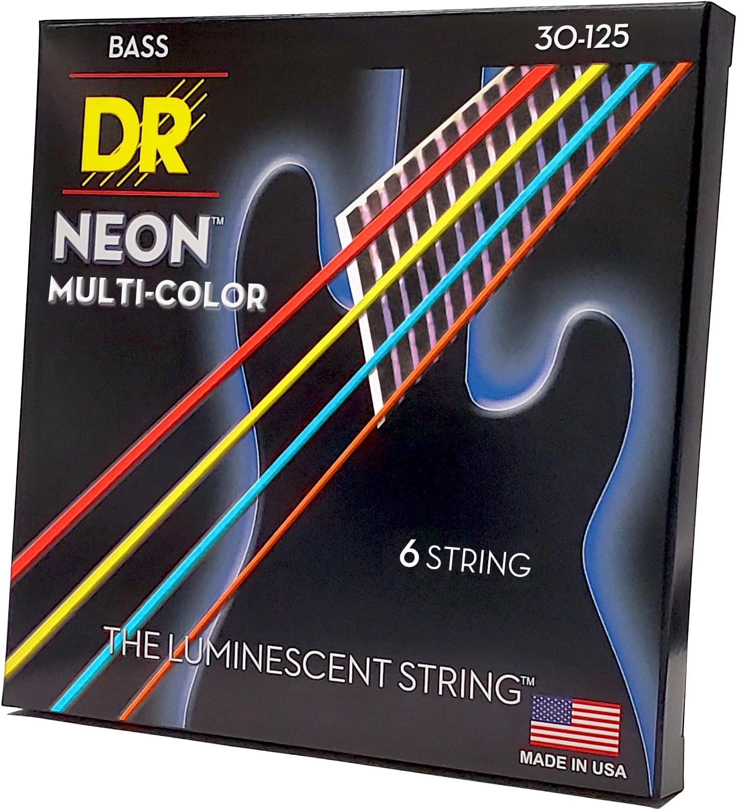 DR Strings NMCB6-30 DR NEON 6 Bass Guitar String, Medium, Multi-Color