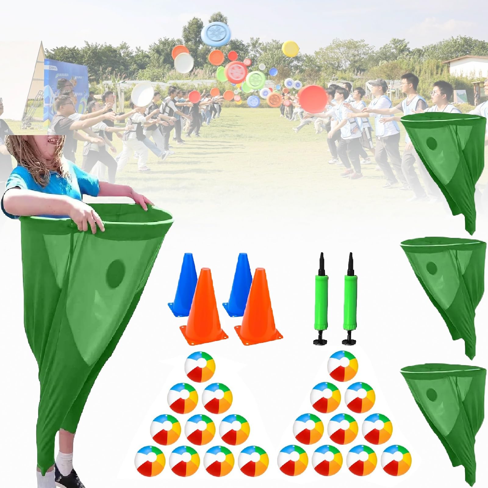 Gra zespołowa Granny Pants Outdoor Game: gigantyczny zestaw rekreacyjny do ogrodu - zabawny dzień na boisku, spotkanie towarzyskie i impreza na trawniku dla osób w każdym wieku​(Green*4)