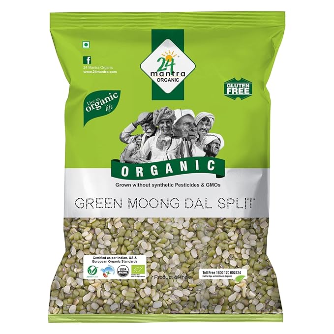 24 Mantra Organic Green Split Moong Dal, 500g