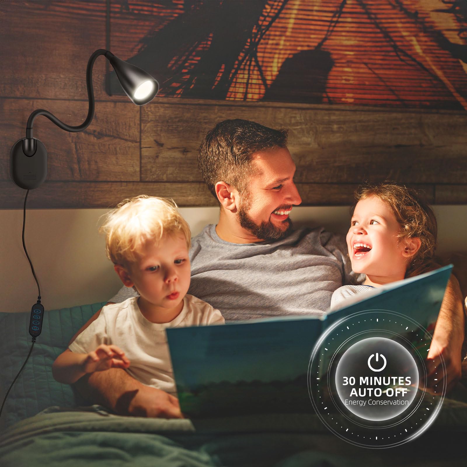 LiFMIRA LED-Nachttisch-Leselampe zur Wandmontage, mit USB-Ladeanschluss, 10-stufig dimmbar und verstellbar, 5 Farben, Plug-in-Nachtlampe für Bücher im Bett, augenschonende Schlafzimmerbeleuchtung