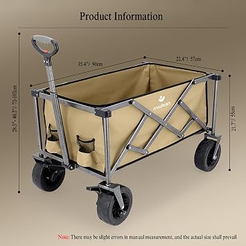 Beach cart with Balloon Wheels, Collapsible Wagon carts for Sand, Folding Wagon cart with Large Capacity, Utility Outdoor cart for Garden, Sports, Shopping, Camping, Groceries