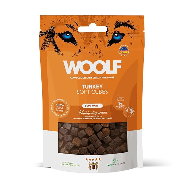 Woolf Turkey - Golosinas Suaves para Perros, 100 g, Paquete Individual