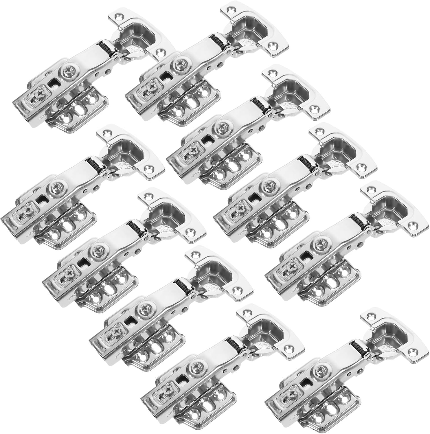 CHILDWEET 12pcs 2.0mm Stainless Steel Heavy Duty Cabinet Door Hinges Full Overlay Self Closing Kitchen Cupboard Hinges Screws for Home Furniture