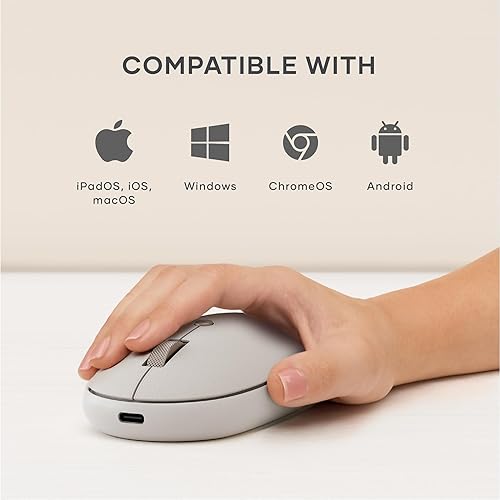 Miniatura 8 de Satechi OntheGo - Mouse Bluetooth con batería recargable USB C, conecta hasta 3 dispositivos, mouse inalámbrico compacto y portátil para laptop,