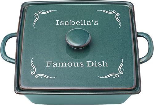 Lets Make Memories Cooks Choice - Cacerola cuadrada de cerámica personalizada - Cualquier mensaje - Verde azulado