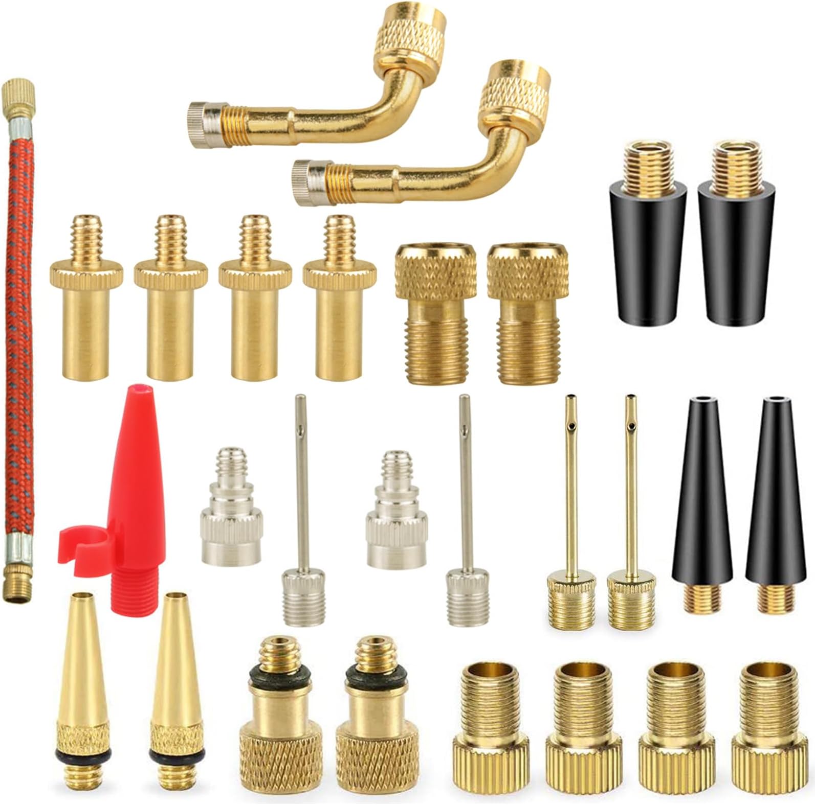Coocicyi 28PCS Valve Adaptor Air Compressor - Valve Pump Adaptor | Air Pump Needles Balls Inflatables - Presta Valve Pump Adaptor Bike Tire | Air Pump Nozzles Adaptor Basketball Soccer