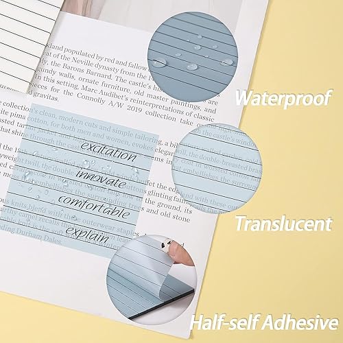 Miniatura 4 de 300 hojas de notas adhesivas transparentes grandes con línea, notas adhesivas translúcidas de 3 x 3 pulgadas para anotar libros, pestañas
