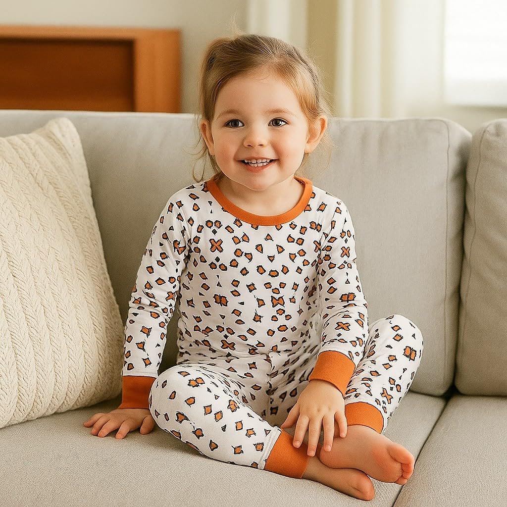 OPAWO Bamboo Pajamas Toddler Boys Girls Pajama Set 2-Piece Long Sleeve Tee and Pants Kids Fall Clothes Sleepwear Pj Set 2-8Y - Image 2