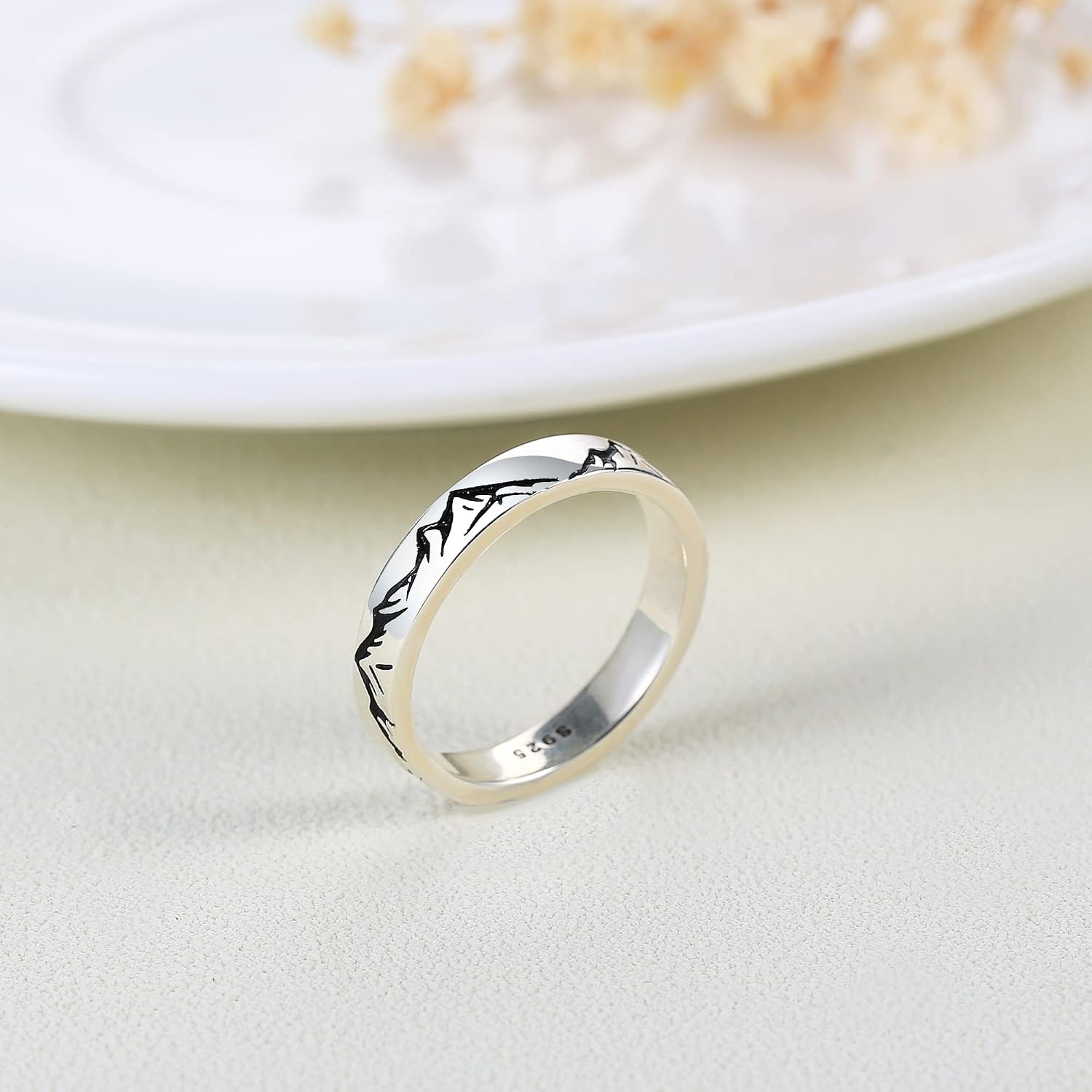 YFN Mountain Rings Sterling Silver Mountain Rings Nature Jewelry Gift For Skiers, Hikers, Campers, Climbers And Nature Lovers