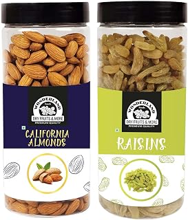 WONDERLAND FOODS (DEVICE) 1Kg (500g X 2) Premium Dry Fruits Combo Pack of California Almonds (NP) + Raisin Reusable Jar Price In India