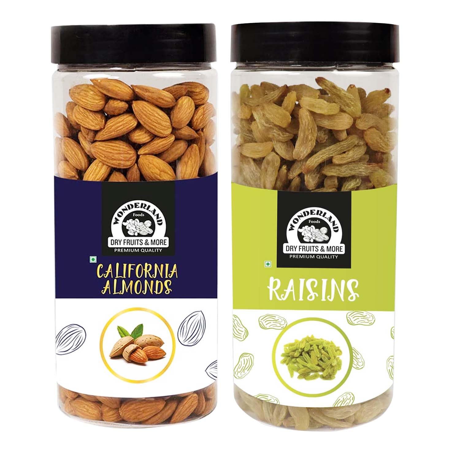 WONDERLAND FOODS (DEVICE) Premium Dry Fruits Combo Pack of California Almonds (NP) + Raisin 1Kg (500gX2) Reusable Jar (B08WWT72NB) Amazon Price History, Amazon Price Tracker