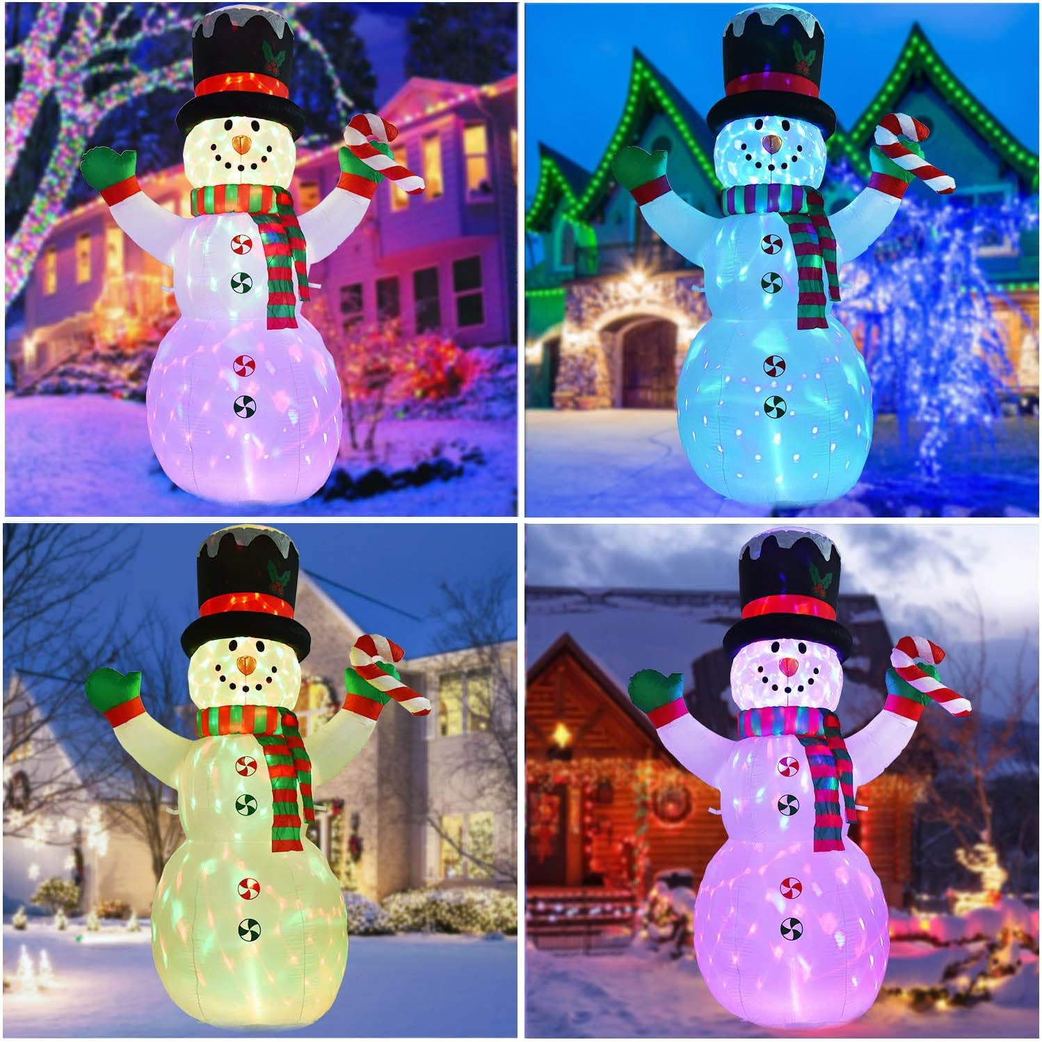 DearHouse 8 FT Inflatable Christmas Snowman, Rotating 7 Color Changing Led Lights Xmas Holiday Blow Up Family Party Decoration Yard Lawn Indoor Outdoor Inflatables - Image 2