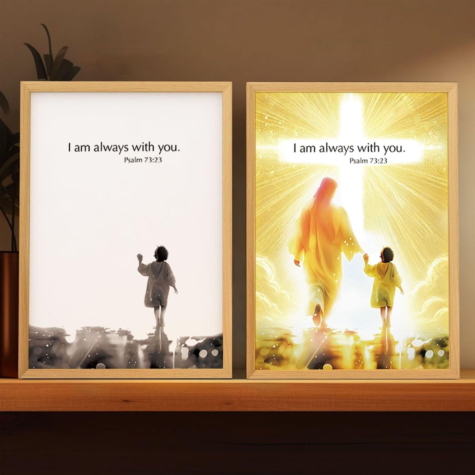 EWSJKRZ 4D LED Jesus Photo Frame Lamp,Works Light Up Picture Illuminated Church Lamp,Study Room Light Up Nights for Bedroom Living Room(11.81inch)
