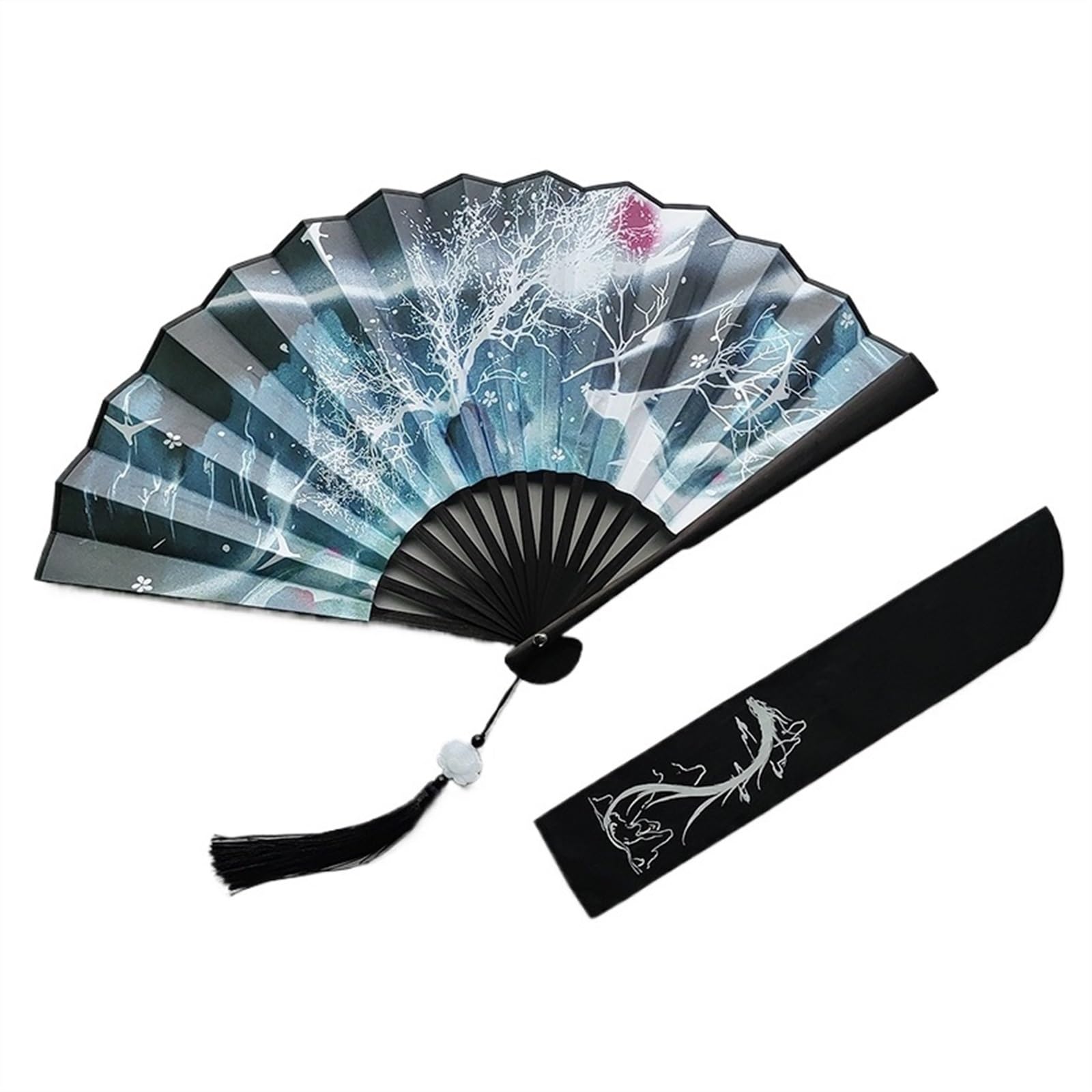 SXTYYH Folding Hand Fan, Classical Hanfu Summer Photograph, Men Women Chinese Japanese Style Crafts, Handheld Fan for Women Foldable(D)