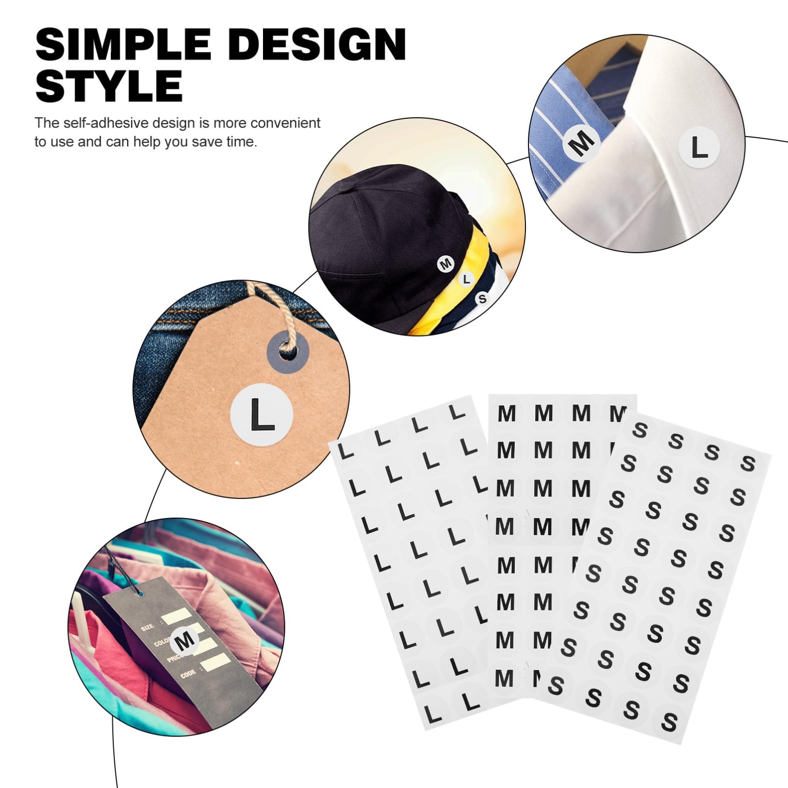 DOITOOL 3 Ensembles Autocollants Petites Étiquettes Adhésives Pour Vêtements Tissu Étiquette Autocollantes Etiquettes Autocollantes Étiquettes De Taille Ronde Papier Kraft 1500 Pièces * 3