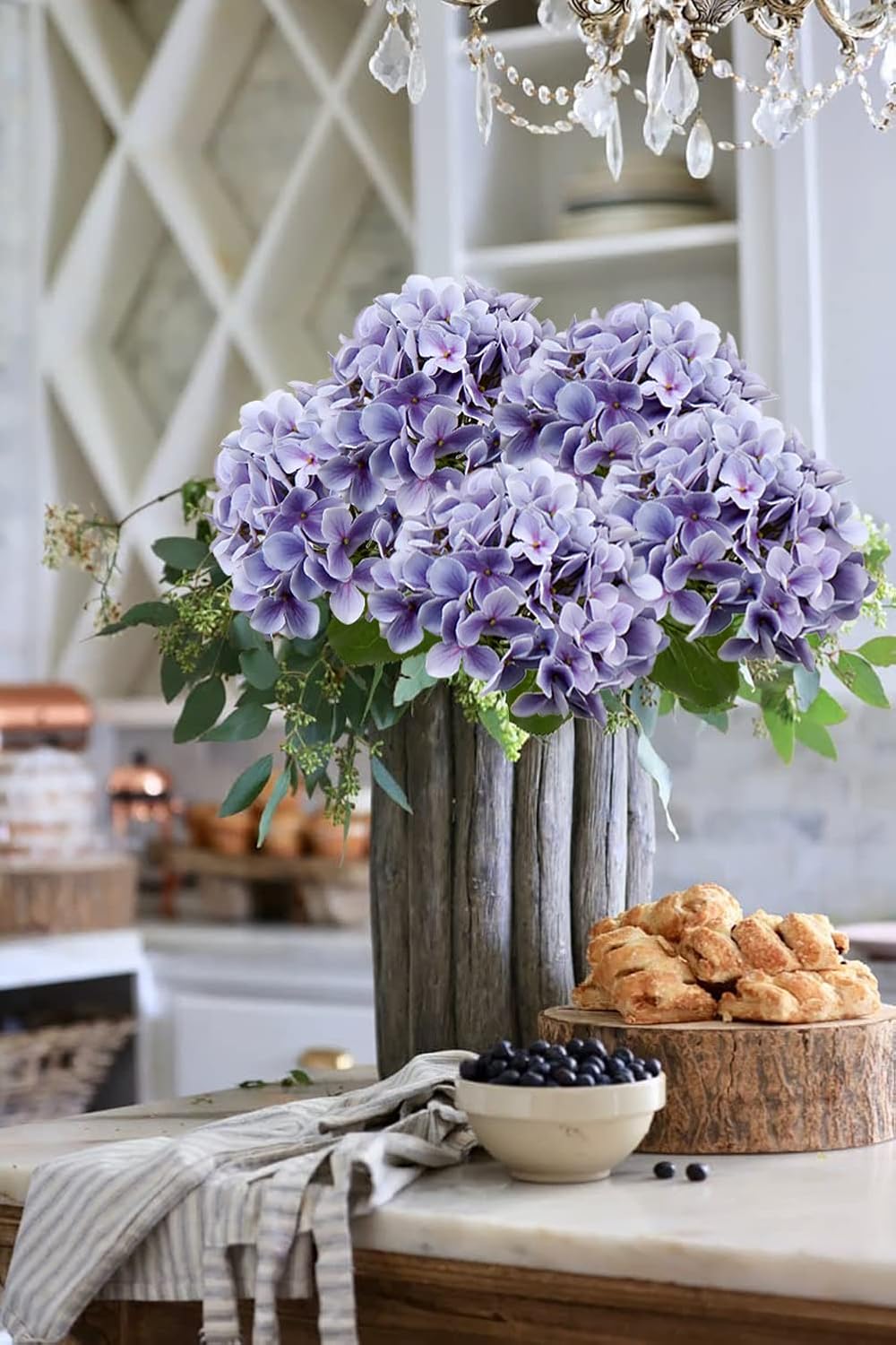 DILATATA Faux Hydrangea Large Artificial Purple Hydrangea Flowers 26" Real Touch Hydrangea Flowers Lifelike Silk Hydrangea Stems for Wedding Party Garden Home Decor-3pcs - Image 4