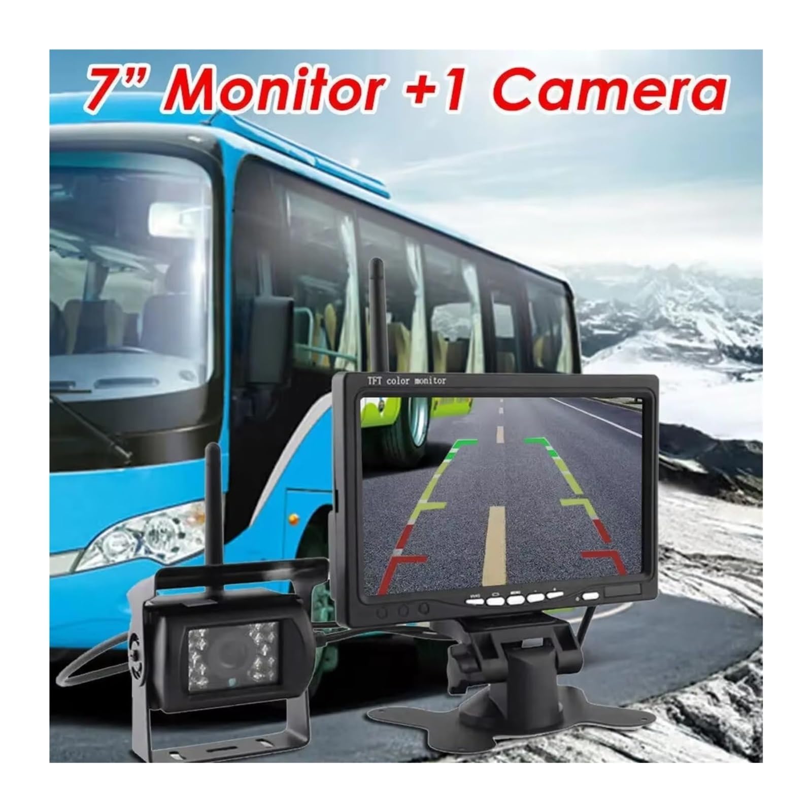 Cámara Visión Trasera Inalámbrica para Camión 7 Pulgadas 12 V-24 V Camara Marcha Atras(Wireless Monitor)